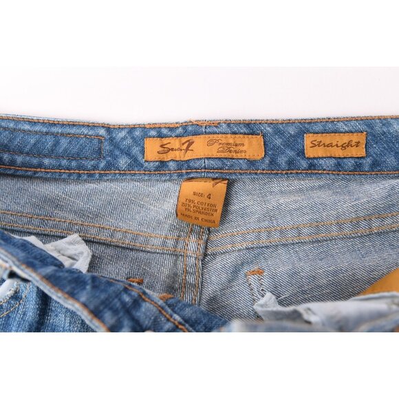 Seven7 Jeans Womens Size 4 Blue Denim Pockets Straight Leg 90s Style - Picture 11 of 14
